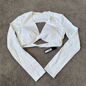 Oner Active White Unified Twist Front Long Sleeve Crop Top